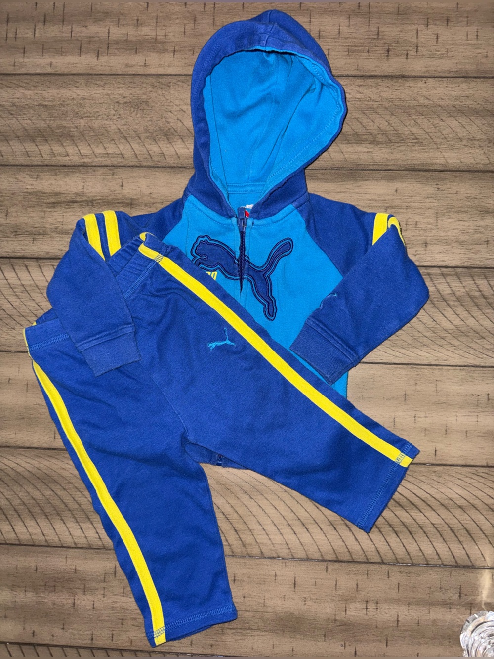Puma Baby Boy Royal Blue Zip Hoodie & Sweatpants Tracksuit Set 6-9M